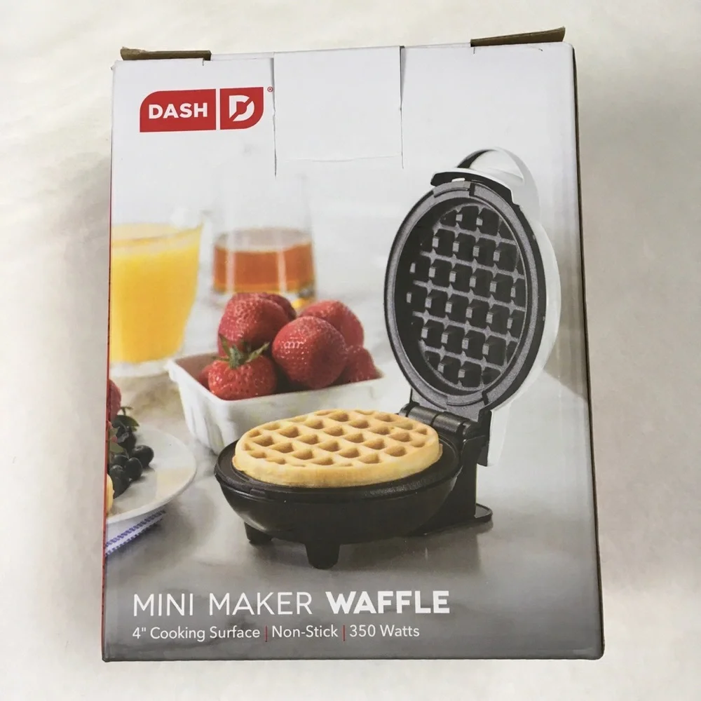 Dash 4” Mini Maker Waffle White Non Stick 350 Watts New